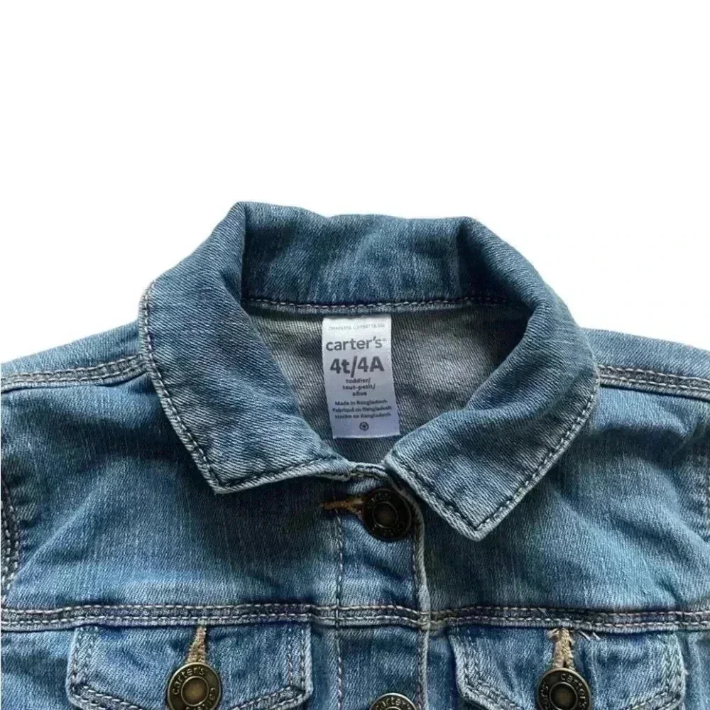 Carter’s Lightweight Denim Girls Jeans Trendy Pockets Jacket SZ 4T #1732
